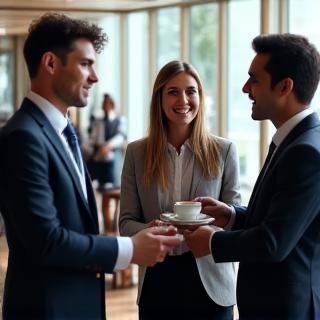 Professional professionals networking in a lounge